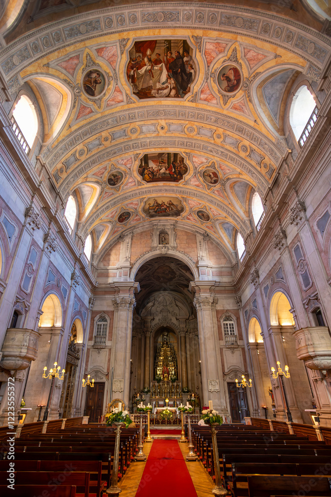 Fototapeta premium Saint Nicholas Church (Igreja de Sao Nicolau) is one of the oldest in Lisbon, Portugal, that dates from the 12th century. It was rebuilt following the 1755 earthquake. 