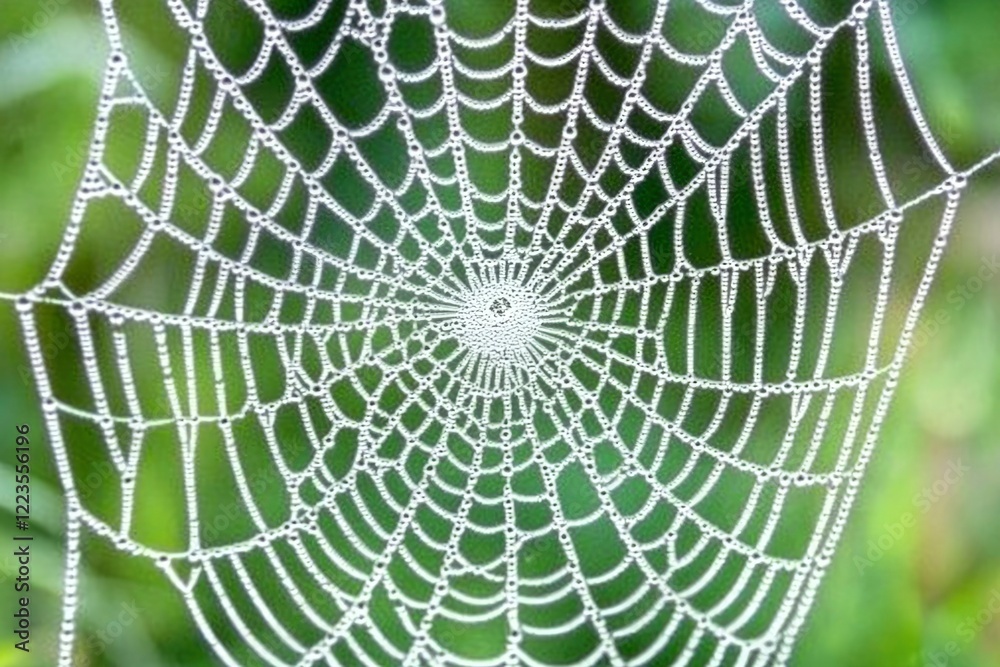 Fototapeta premium Dewdrops Adorn a Spiders Intricate Web Design