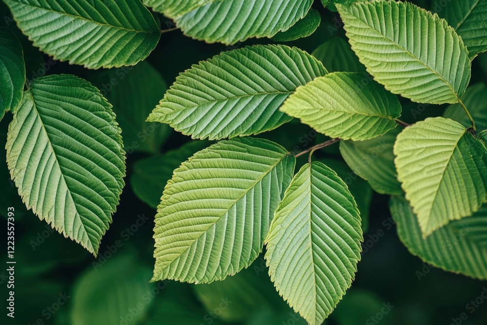 Lush Green Leaves Displaying Intricate Veins Lush Green Leaves Displaying Intricate Veins