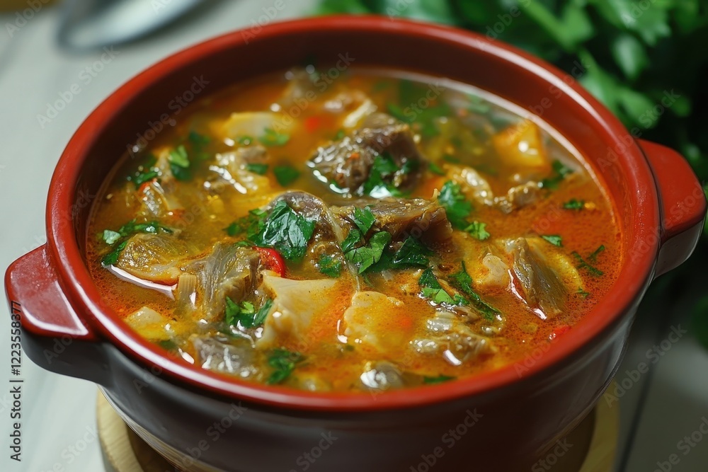 Spicy cow stomach soup with red pepper Spicy cow stomach soup with red pepper