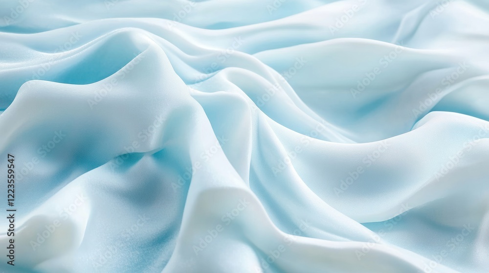 Obraz premium Draped light blue silk fabric, studio shot, soft background, textile design