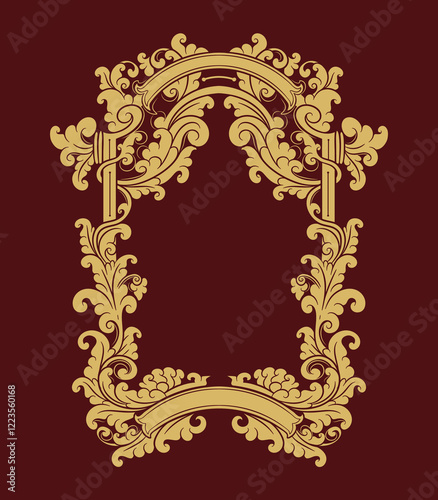 vintage ornament floral frame gold