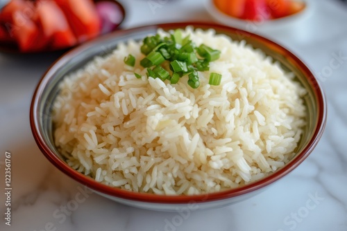 diced chicken steamed rice ginger fried dough sticks photo