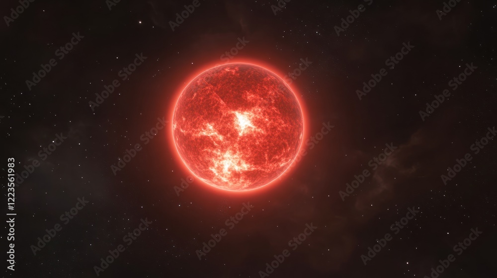 Fiery Red Giant Star in Dark Space