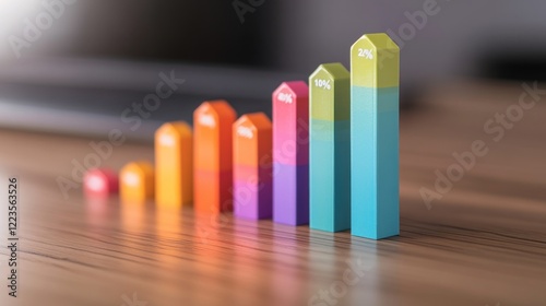 Colorful Blocks Represent Ascending Percentage Growth photo