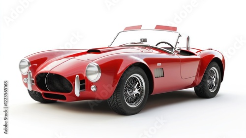 Classic Red Sports Car Against White Background photo