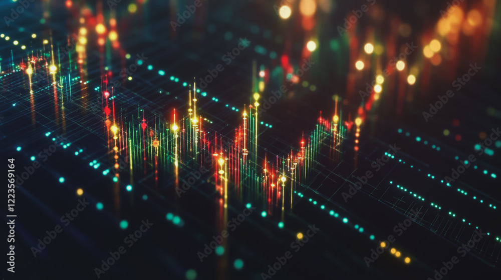 Fototapeta premium Abstract black background with Colorful charts and graphs with statistics to innovative analyze business potential and forecast future development of companies growth.