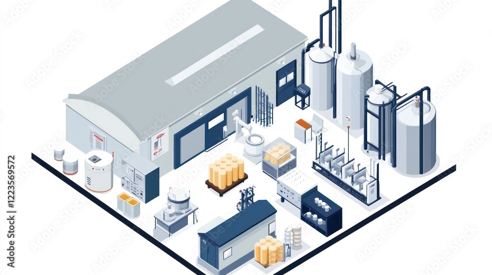 Isometric View of a Modern Food Processing Facility Isometric View of a Modern Food Processing Facility