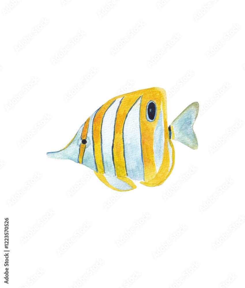 Naklejka premium Watercolor illustration of tropical butterfly fish