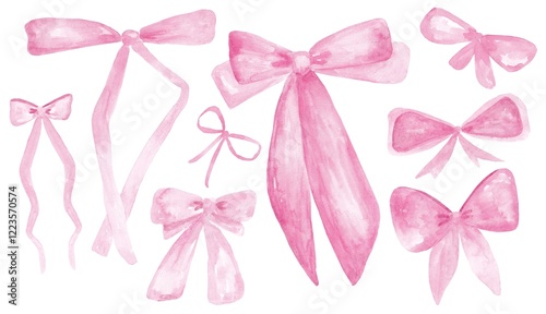Wallpaper Mural Set of pink watercolor bows Torontodigital.ca