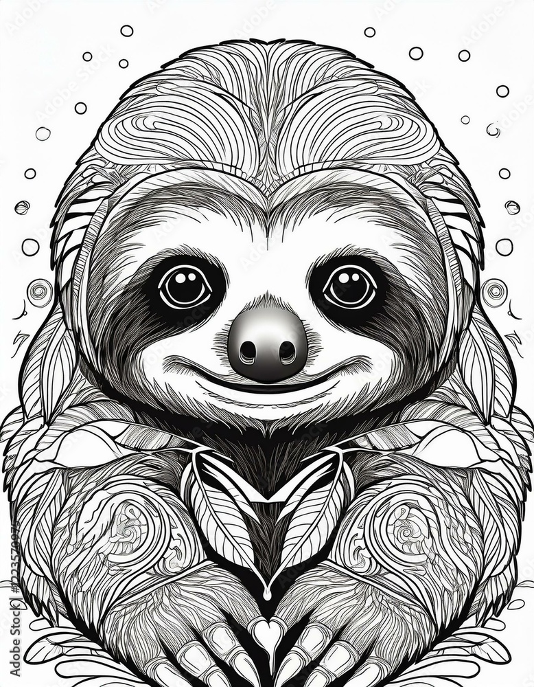 Fototapeta premium Ausmalbild Faultier