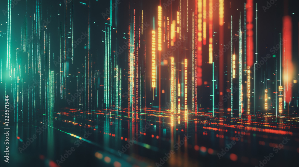 Abstract black background with Colorful charts and graphs with statistics to innovative analyze business potential and forecast future development of companies growth.