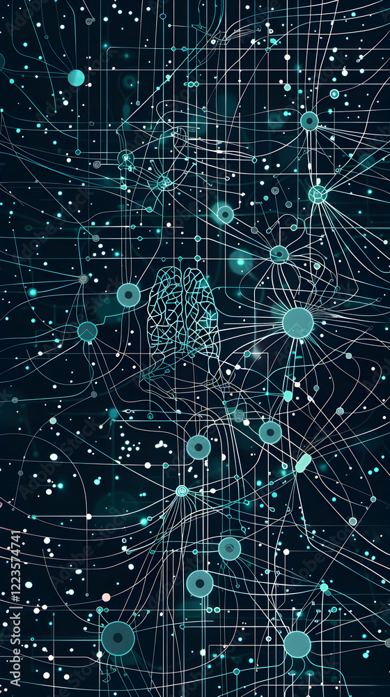 Obraz premium Visual Conceptualization of Neural Network in Machine Learning