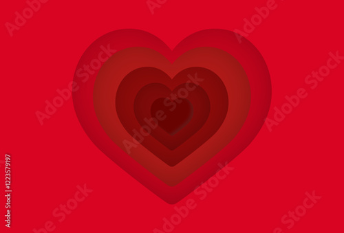 red heart on red background, valentine's day card