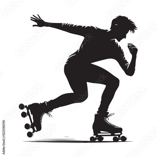 Silhouette design of a person skating for creative use - skating person silhouette - skating person vector - skating person illustration

