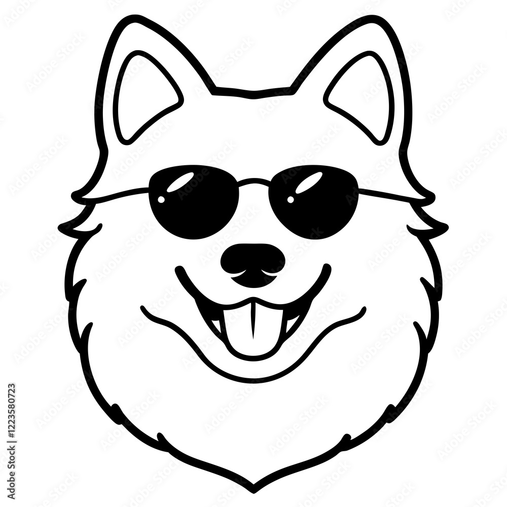 Funny samoyed dog head vector art Funny samoyed dog head vector art