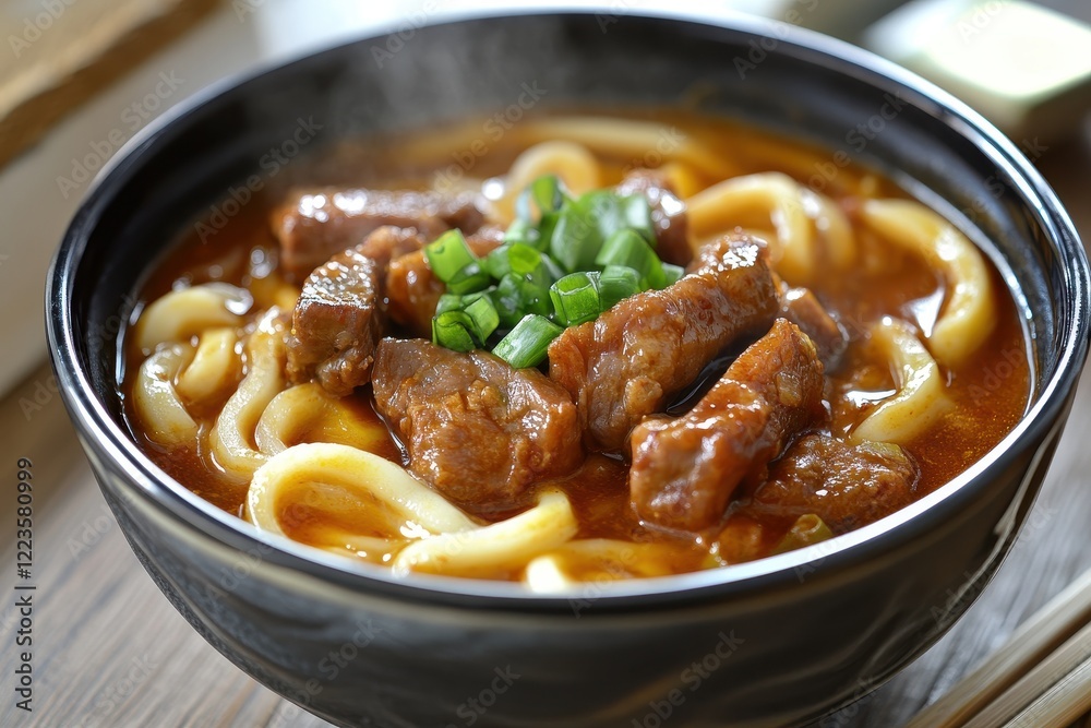Spicy Korean pork rib soup with kimchi and udon Spicy Korean pork rib soup with kimchi and udon