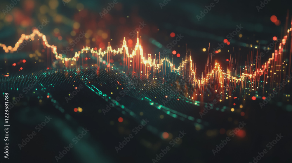 Fototapeta premium Abstract black background with Colorful charts and graphs with statistics to innovative analyze business potential and forecast future development of companies growth.