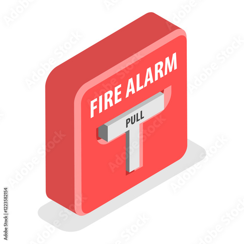 3D Isometric Flat Vector Set of Fire Alarm Equipment, Prevention, Emergency. Item 5