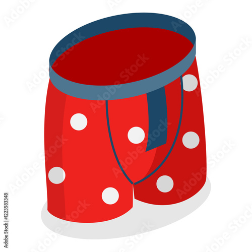 3D Isometric Flat Vector Illustration of Mens Underwear, Classic Boxers. Item 3