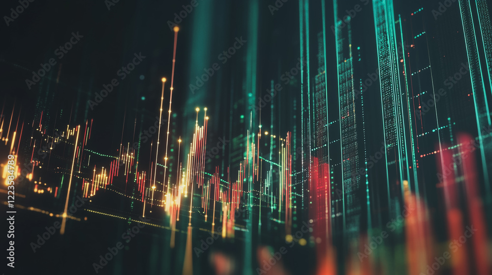 Abstract black background with Colorful charts and graphs with statistics to innovative analyze business potential and forecast future development of companies growth. Abstract black background with Colorful charts and graphs with statistics to innovative analyze business potential and forecast future development of companies growth.