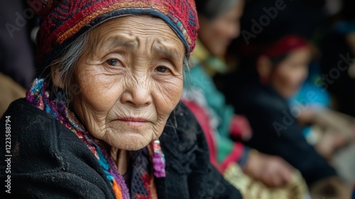 Elderly Woman Portrait: Glimpse into Cultural Heritage photo