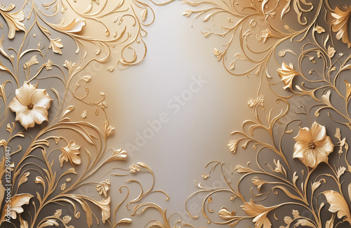 Wallpaper Mural Golden floral abstract background Torontodigital.ca