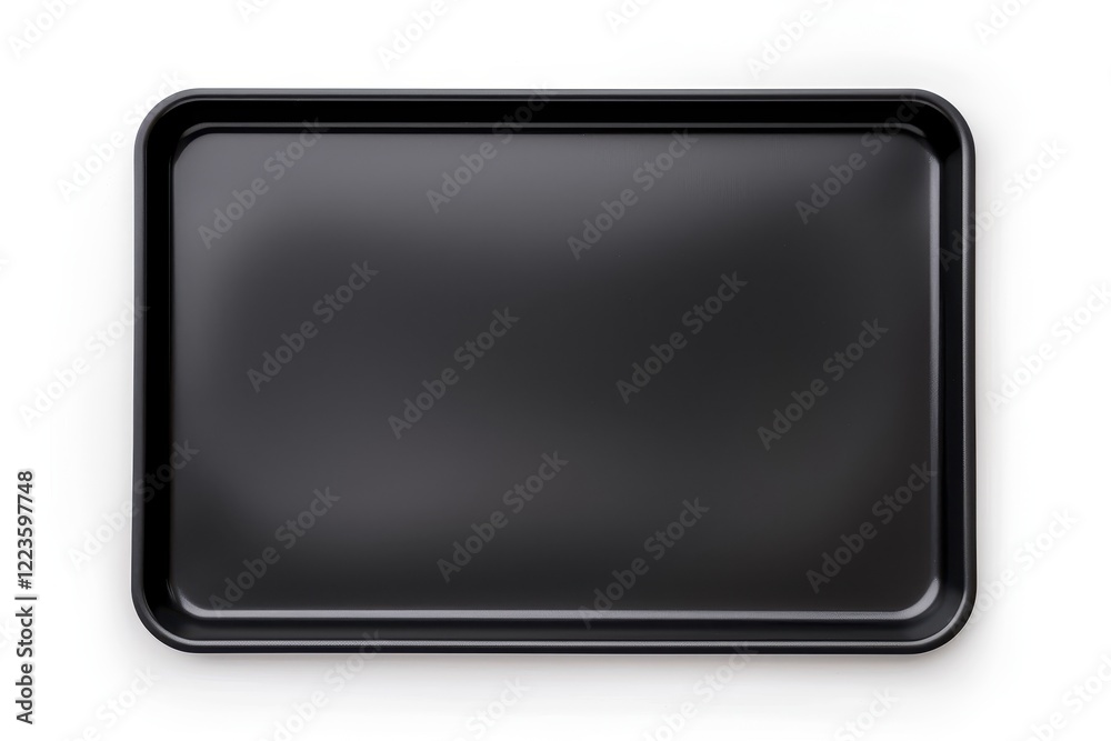 Nonstick baking sheet on white background empty oven tray for baking and roasting Black pan for cooking kitchen utensils Top view Nonstick baking sheet on white background empty oven tray for baking and roasting Black pan for cooking kitchen utensils Top view