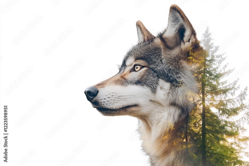 Wolf portrait, forest background, nature scene, wildlife image Wolf portrait, forest background, nature scene, wildlife image