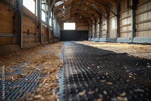 Rubber bedding mat for breeding animals including horses and dairy cattle