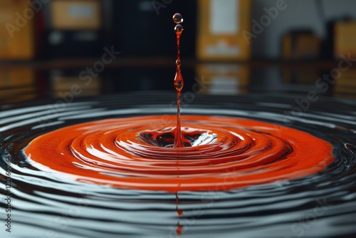 Captivating Macro Shot of One Solitary Liquid Drop Reflecting Light Brilliantly on the Surface photo