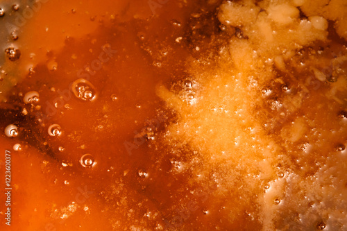 Layers of honey that are starting to crystalize