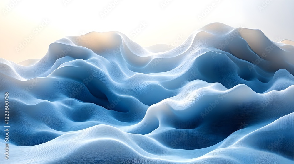 Obraz premium A background of wavy horizontal lines forming soft undulations on a pale blue surface.