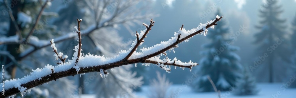 Shattered ice covered the branches of a dead frozen fir, bare, dead Shattered ice covered the branches of a dead frozen fir, bare, dead