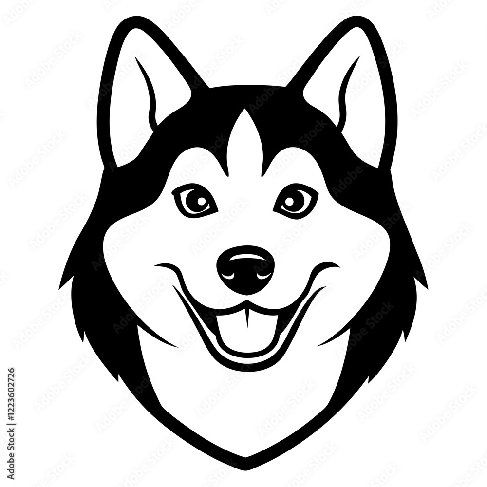 Funny siberian husky dog head vector art Funny siberian husky dog head vector art