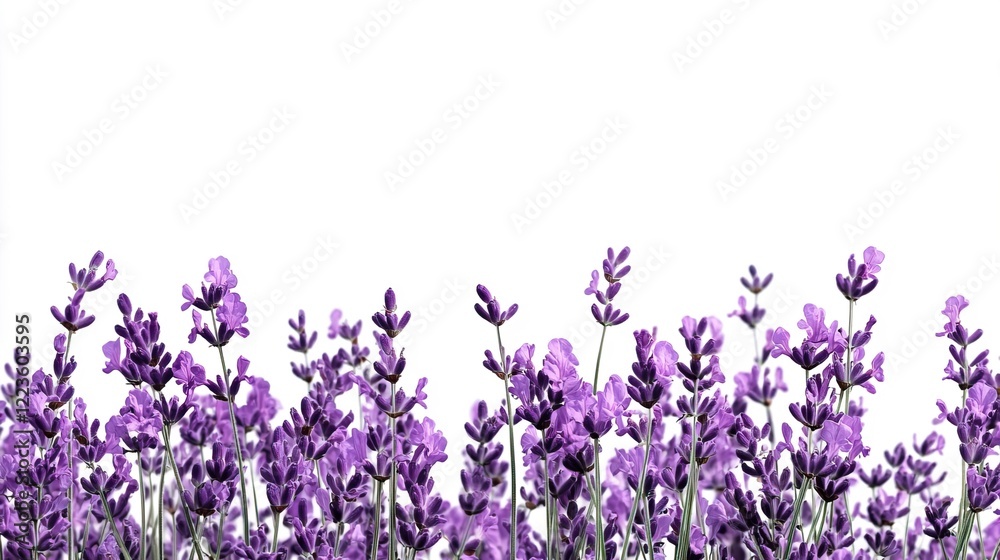 Naklejka premium Vibrant Lavender Flowers with White Background for Elegant Designs