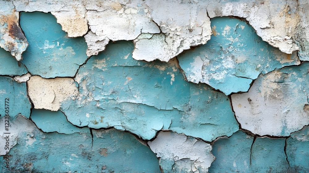 A background of white paint cracks revealing faded turquoise beneath. A background of white paint cracks revealing faded turquoise beneath.