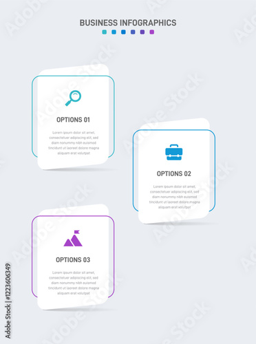 Vertical progress bar featuring 3 arrow-shaped elements, symbolizing the three stages of business strategy and progression. Clean timeline infographic design template. Vector for mobile presentation.