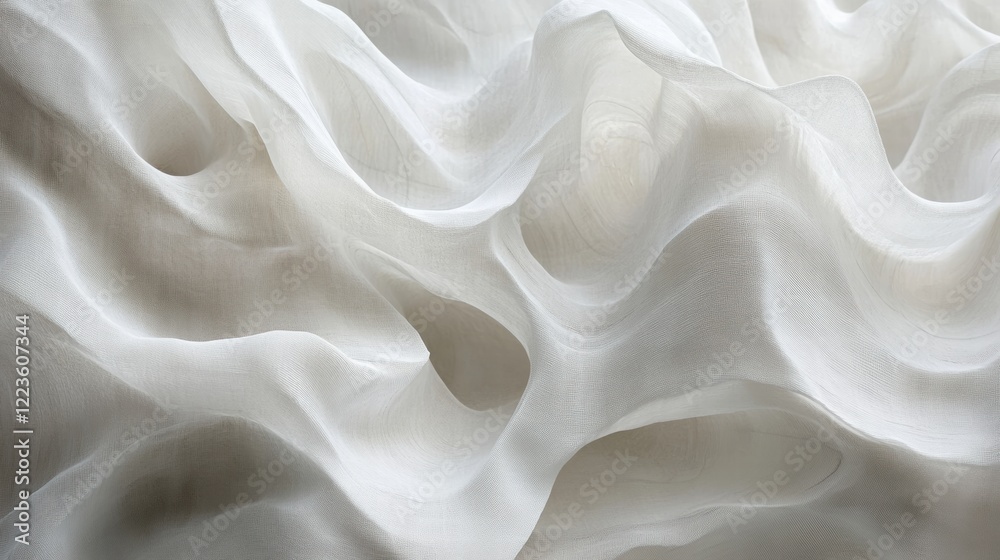 Fototapeta premium White Fabric Abstract Background with Wavy Layer
