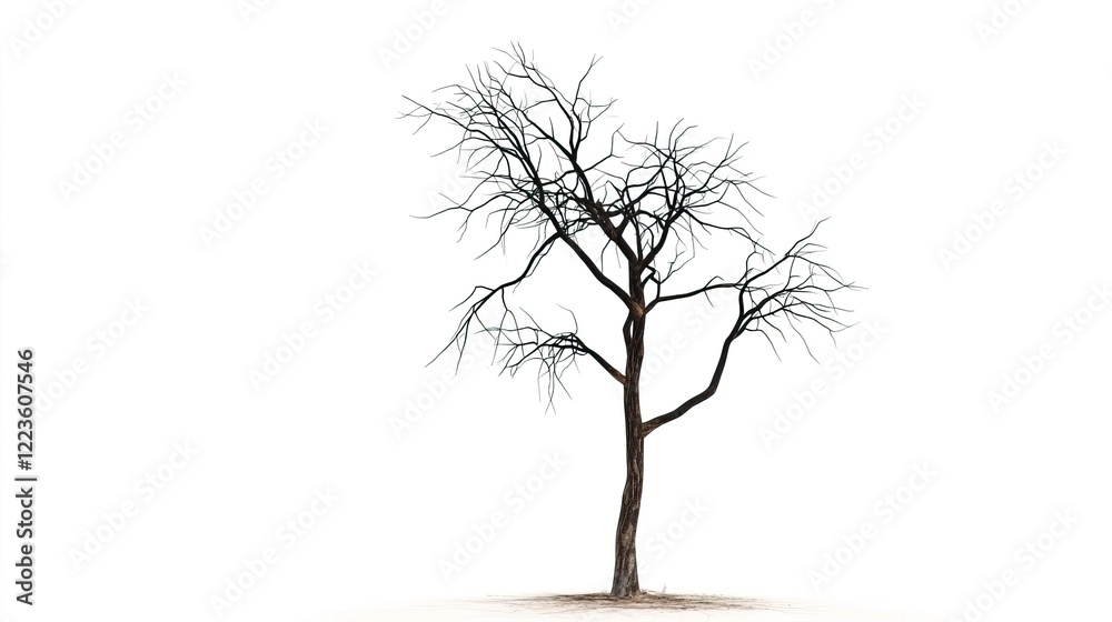 Obraz premium Bare Tree with Branches Isolated Against a White Background