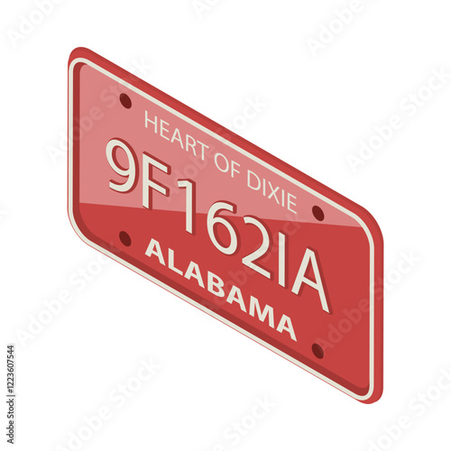 3D Isometric Flat Vector Set of License Plates, Collection from Various US States. Item 3