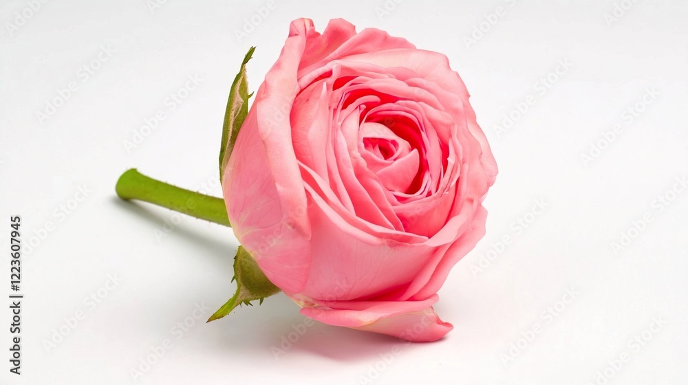 Fototapeta premium Elegant Pink Rose on White Background