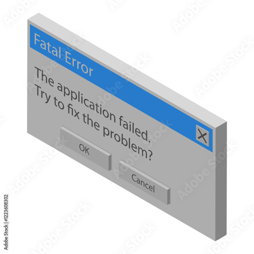 3D Isometric Flat Vector Set of Retro Error Messages, Throwback to the 90s Interface. A Nostalgic Retro User Experience.. Item 3