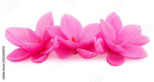 Vibrant Pink Magnolia Flowers on a White Background for Nature Aesthetics