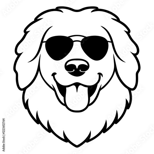 Funny tibetan mastiff dog head vector art