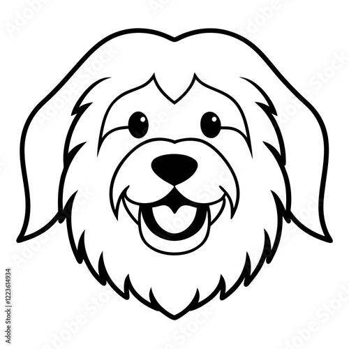 Funny tibetan terrier dog head vector art