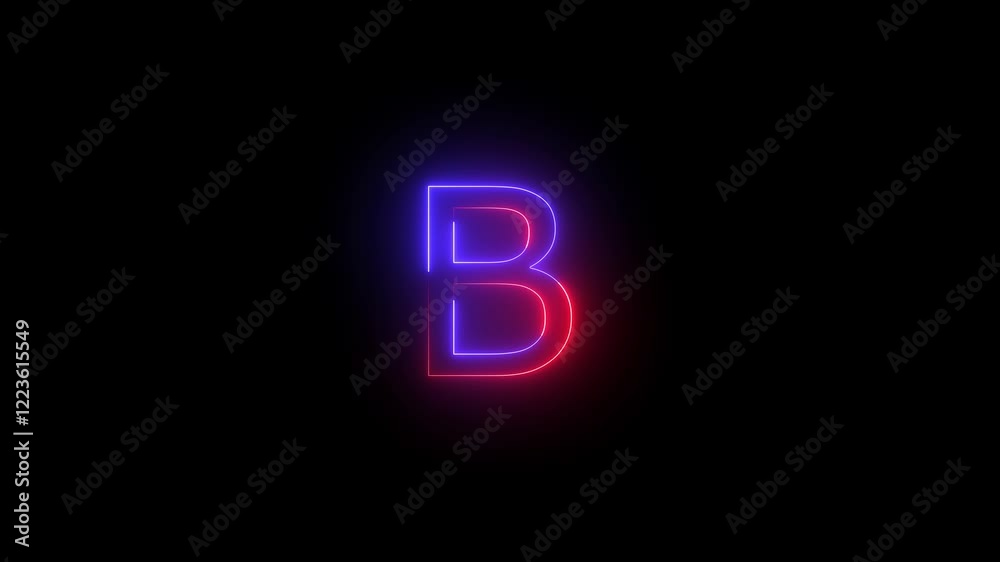 B text icon animation by red neon on black background. B text icon animation by red neon on black background.