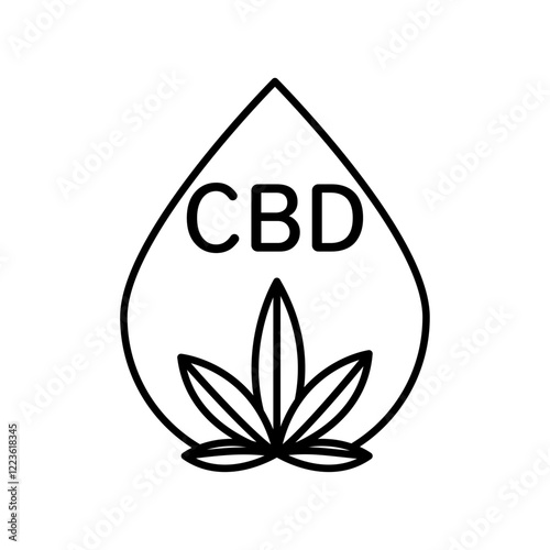CBD oil drop icon Vector logo set flat