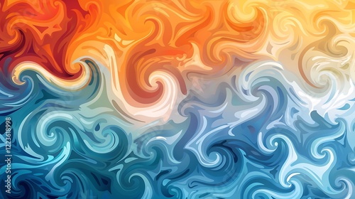 Colorful Abstract Swirl Pattern with Smooth Gradients, Blending Bold Hues and Fluid Motion to Create a Dynamic, Captivating Visual Experience Full of Energy and Elegance