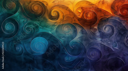 Colorful Abstract Swirl Pattern with Smooth Gradients, Blending Bold Hues and Fluid Motion to Create a Dynamic, Captivating Visual Experience Full of Energy and Elegance